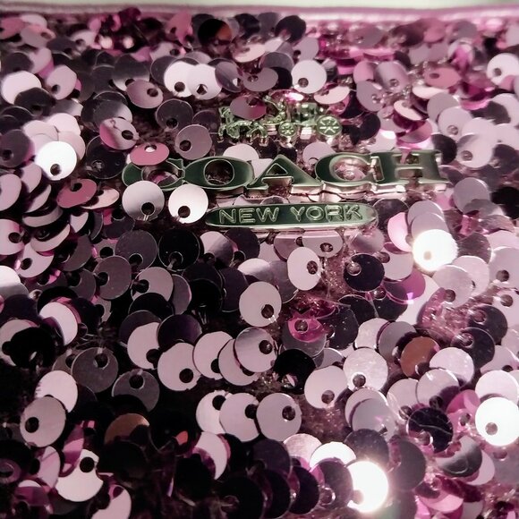 NWT AUTHENTIC Coach Teri Leather Purple Sequined Shoulder Bag - Picture 12 of 12